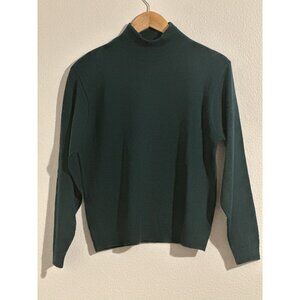 Pendleton Sweater Womens Medium Green Mock Neck 100% Cotton Made in USA Pullover